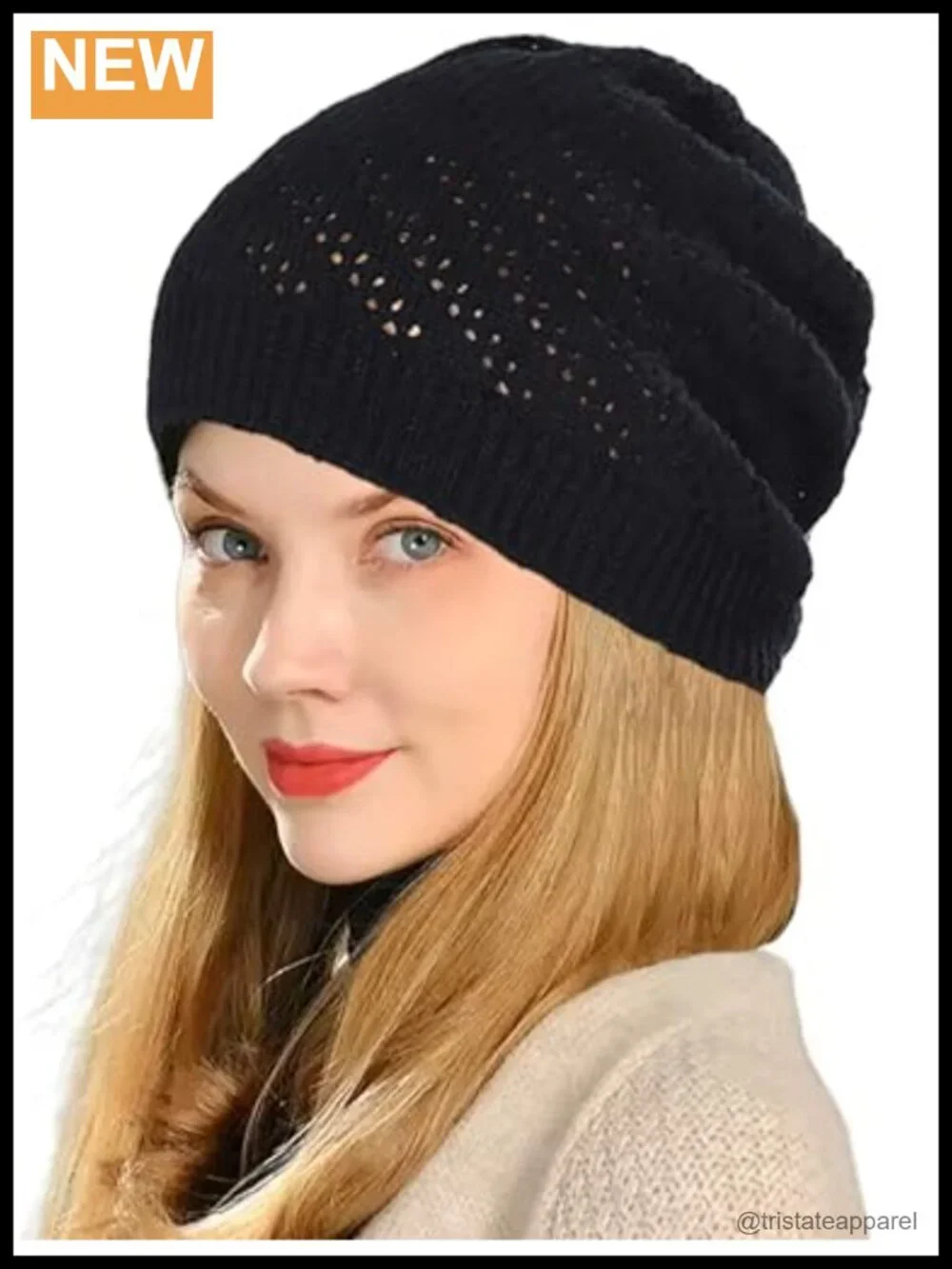 Crochet Beanie Hat Women Slouchy Lightweight Knit Skull Cap 22-23.2in